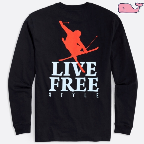 Vineyard Vines Other - NWT Vineyard Vines Mens Large Black Live Free Style Ski Graphic Long Sleeve Tee